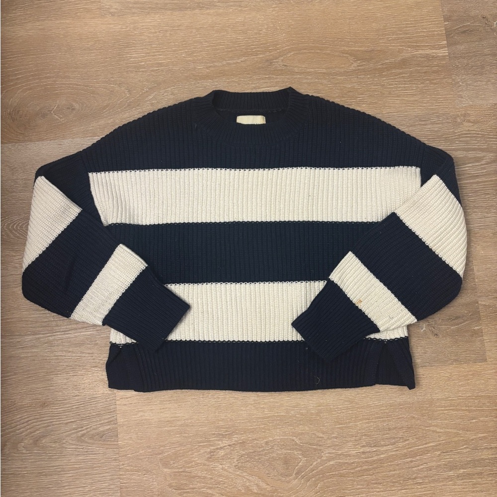 Abercrombie Navy and White Striped Sweater